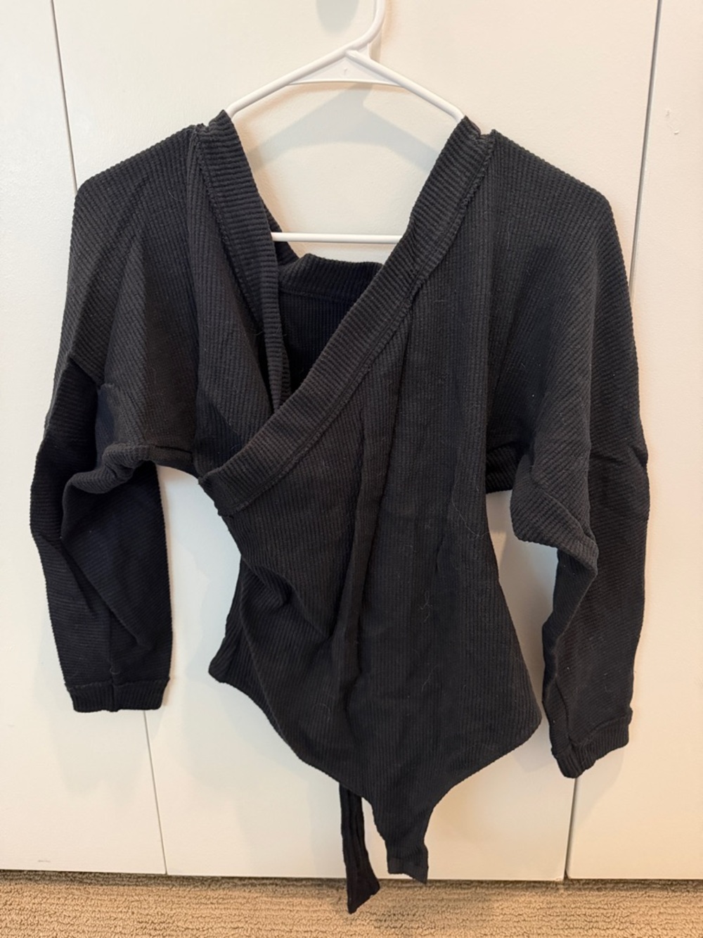 Free People Black Off-Shoulder Ribbed Bodysuit - Picture 3 of 3